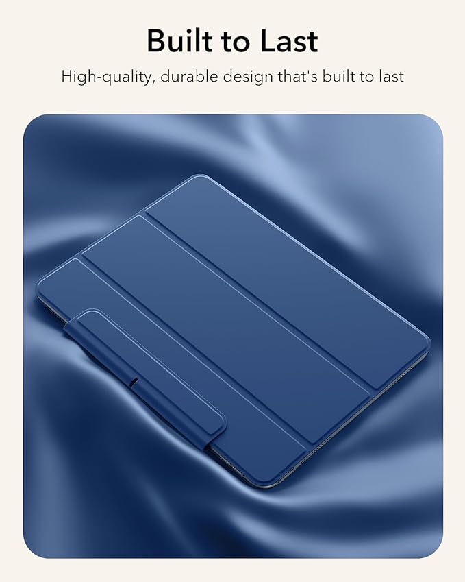 ESR for iPad Air 11 Inch Case M4/M3/M2 (2026/2025/2024) iPad Air 5th/4th Gen (2022/2020) Powerful Magnetic Attachment Slim Trifold Stand Case Auto Wake/Sleep Durable Protection Navy Blue