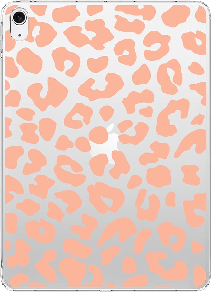 for iPad Air 13 (M3) 2025/ (M2) 2024Orange Leopard Print Crystal Clear CaseSlim Lightweight Anti-Scratch Soft TPU Bumper Hard Acrylic Back Cover for Women