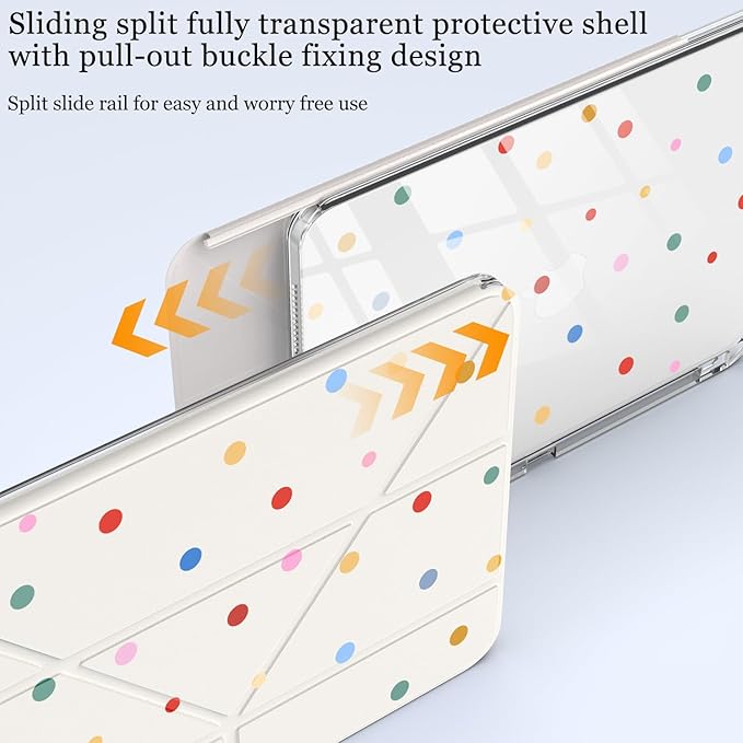 Cute Kawaii Polka Dot for iPad Pro 11 Inch Case 4th/3rd/2nd Generation 2022/2021/2020 with Pencil Holder Auto Sleep/Wake White Leather Acrylic Back Detachable Cover