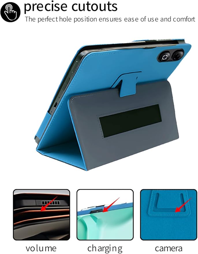 for DOOGEE tab G6 Max 2025 13.4 Inch Android Tablet CaseBOVUGAC Folding Stand Protective Cover with Pencil Holder and Wrist StrapFull Protection Premium PUScratch Resistant(Sky Blue)