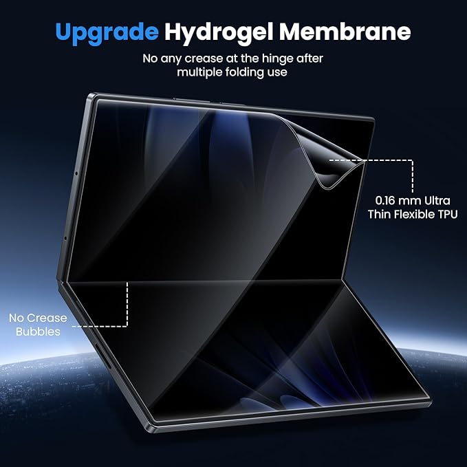 WSKEN for Samsung Galaxy Z Fold 7 Privacy Screen Protector - 30 Degree Anti Spy [Auto Align Frame] 2 Pack Inside TPU Film + 2 Pack Front 9H Tempered Glass No Creases Film for Z Fold 7 5G