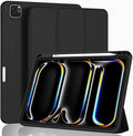 ZryXal New iPad Pro 13 Inch Case (M5) 2025 / (M4) 2024 with Pencil Holder Smart iPad Case [Support Pencil Pro and Pencil (USB-C)] Support Touch ID and Auto Wake/Sleep (Black)