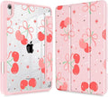 May Chen Slim Case for iPad mini 7 (A17 Pro 7th Generation) 2024 / iPad mini 6 (6th Gen) 8.3 Inch [Built-in Pencil Holder] Shockproof Cover Clear Clear Back Shell Auto Wake/Sleep Coquette Cherry