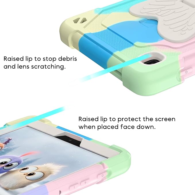 for Samsung Galaxy Tab A7 Lite Case 8.7 Inch 2021 for Kids Girls Women | Full Body Protective Rugged Cute Silicone Cover w/Stand Shoulder Strap for Galaxy Tab A7 Lite SM-T220/T225/T227 Pink