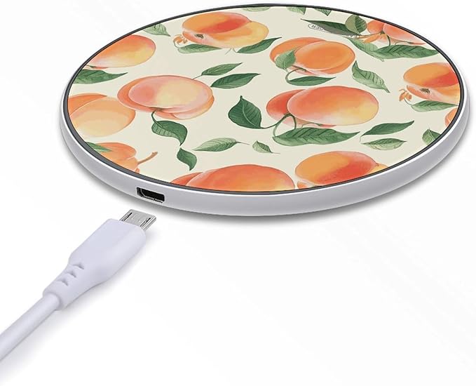 Peach Wireless Charger Fast Wireless Charging Pad with USB Cable 10W Anti-Slip Magnetic Wireless Charger Portable Slim Charger Puck Travel Charging Station
