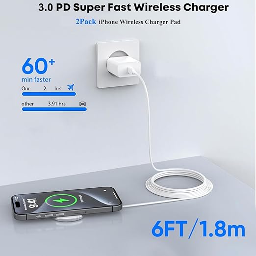 [Apple MFi Certified]Magnetic Wireless iPhone Charger Magsafe Charger6FT 15W Fast Phone Charging Pad Wireless Magnetic Charge for iPhone 17/17Air/16 Pro Max/16 Plus/15 Pro Max/14/13/12/AirPods3/2/Pro