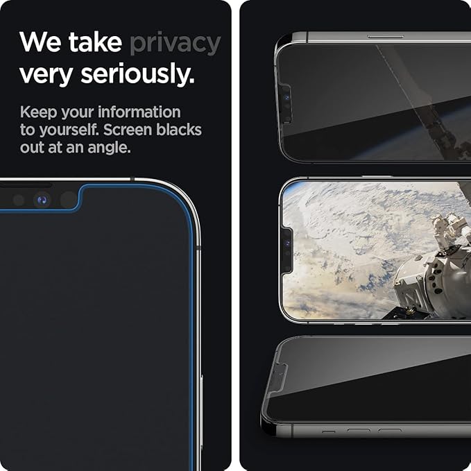 Spigen Tempered Glass Screen Protector [Glas.tR EZ FIT - Privacy] designed for iPhone 14 Plus/iPhone 13 Pro Max [2 Pack]