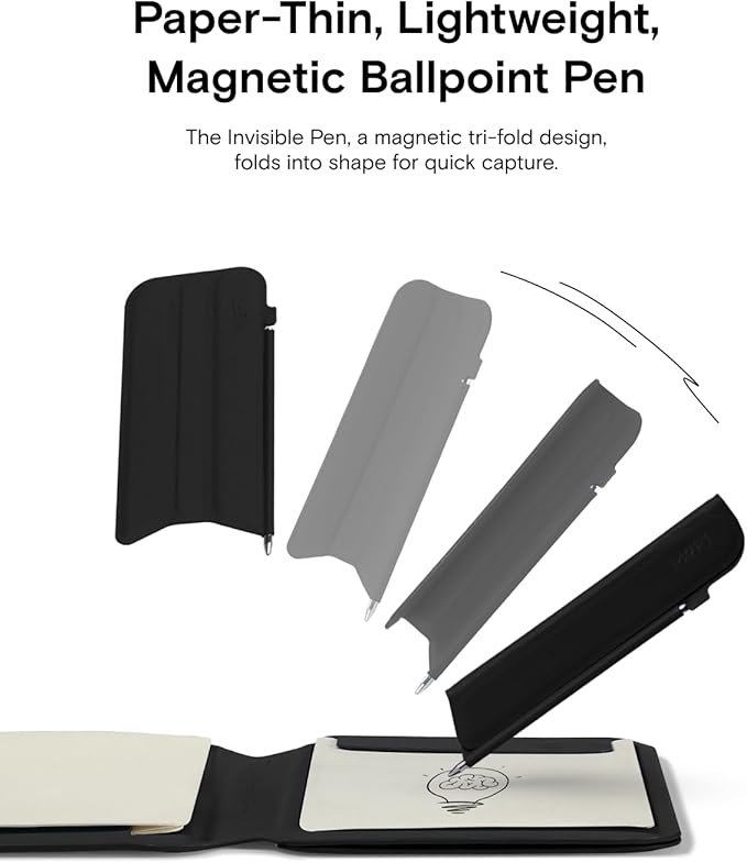 MOFT Action Inspiration MagSafe Phone Stand Magnetic Notepad Stand Compatible with iPhone 16 Series and Other Phones with Two Types of Notepad and Magnetic Invisible Pen Jet Black + Jet Black