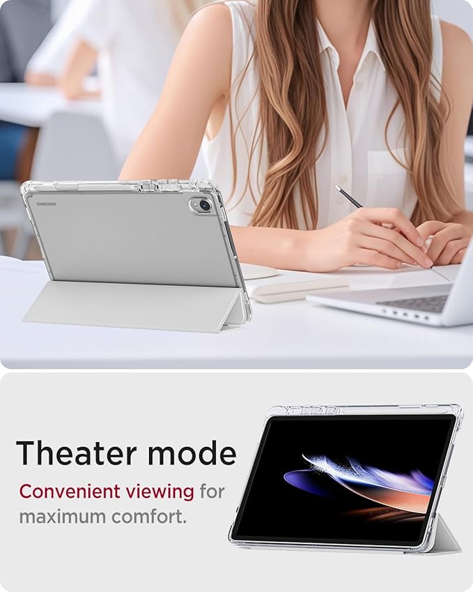 Miimall for Samsung Galaxy Tab S11 Case (2025) Galaxy Tab S11 Case with Stand Slim Hard PC Translucent Back Shell Auto Wake/Sleep Light Gray