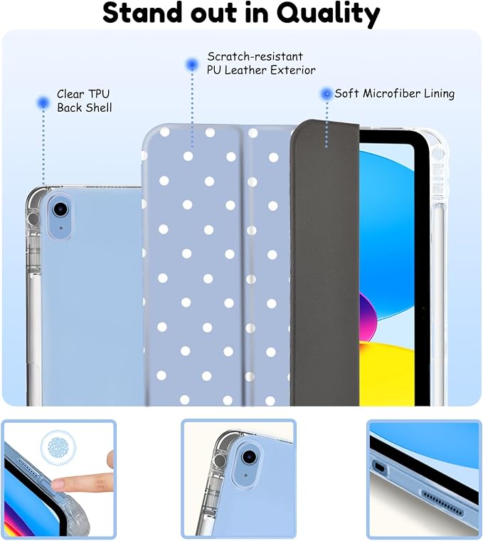 White Polka Dots Sky Blue