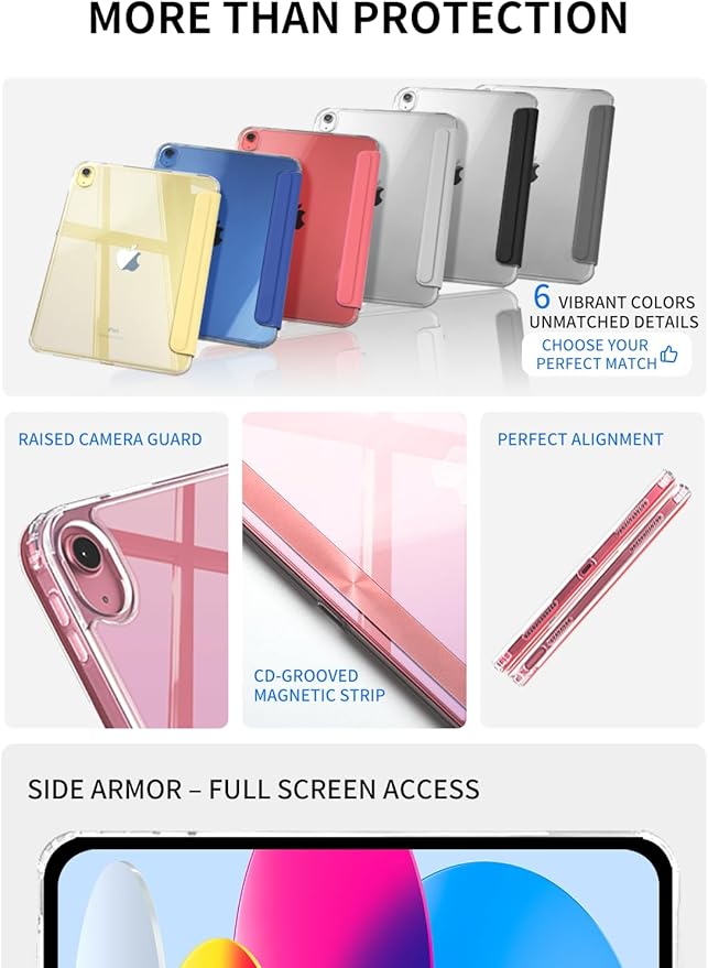 for iPad (A16) 11th/10th Generation Case(2025/2022) - Magnetic Detachable Portrait/Landscape Stand Cover with Hard Shell Back5 Standing AnglesAuto Wake/Sleep Slim &amp LightRed