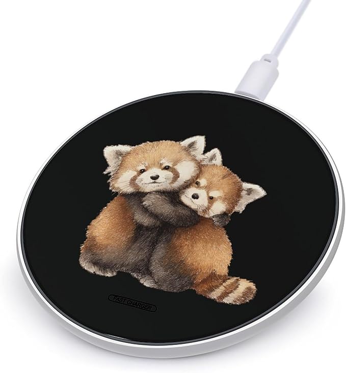 Red Panda Cute Family Fast Portable Charger 10W Funny Graphic Phone Charging Pad with USB Cable