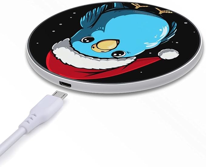 Christmas Blue Budgie Bird Phone Charger Magnetic Charging Pad Anti-Slip with USB Cable