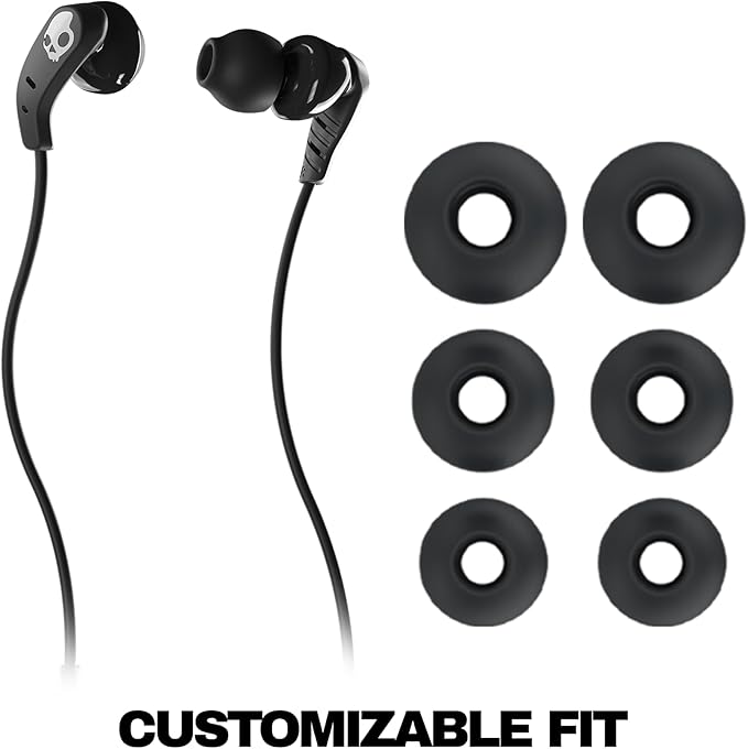 Skullcandy Set USB-C Wired Earbuds with Noise Isolating Fit in-Line Microphone Call and Track Control for iPhone Android Ear Gel Sizes Included for Custom Fit - True Black