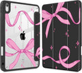Tuiklol Case for iPad 11 inch (A16 Chip) 2025 Generation 11th / iPad 10.9 inch 2022 10th Gen Buit in Pencil Holder with Shockproof Cover Clear Transparent Back Shell Auto Wake/Sleep Bow-Black