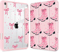 May Chen Slim Case for iPad mini 7 (A17 Pro 7th Generation) 2024 / iPad mini 6 (6th Gen) 8.3 Inch [Built-in Pencil Holder] Shockproof Cover Clear Clear Back Shell Auto Wake/Sleep Pink Boots Bows