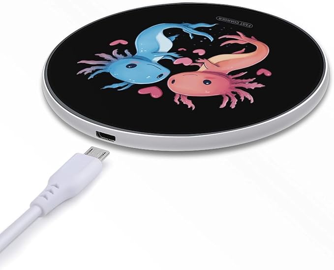 Cute Axolotl Wireless Charger Anti-Slip Wireless Charging Pad Slim Charger Mat for Men Women