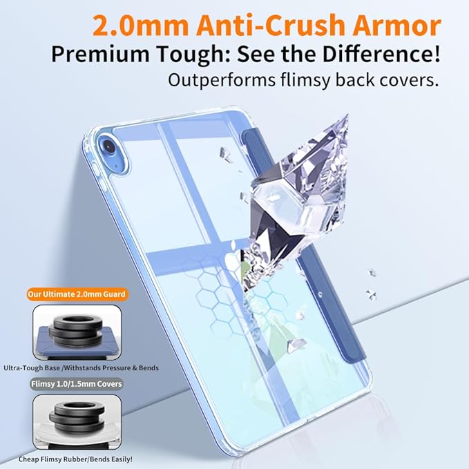 for iPad (A16) 11th/10th Generation Case(2025/2022) - Magnetic Detachable Portrait/Landscape Stand Cover with Hard Shell Back5 Standing AnglesAuto Wake/Sleep Slim &amp LightBlue