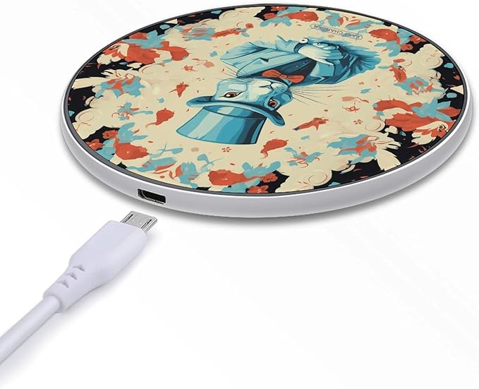 Magician Rabbit Wireless Charger Fast Wireless Charging Pad with USB Cable 10W Anti-Slip Magnetic Wireless Charger Portable Slim Charger Puck Travel Charging Station
