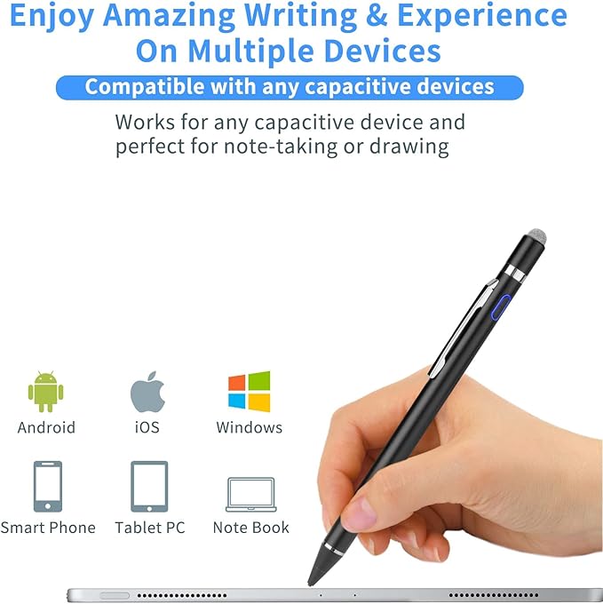 Stylus for Samsung Galaxy Tab A 10.1/10.5/8 Inch Pencil EVACH Rechargeable Digital Pencil with 1.5mm Ultra Fine Tip Stylist Pens for Samsung Galaxy Tab A 10.1/10.5/8 InchBlack