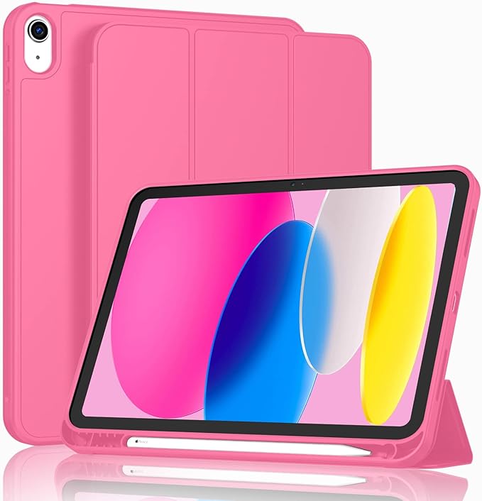 Case for iPad (A16) 11 Inch 2025/iPad 10th Generation 10.9 Inch 2022 Slim Trifold Stand Protective Cover with Pencil Holder and Soft TPU BackSupport Auto Sleep/Wake (Watermelon)