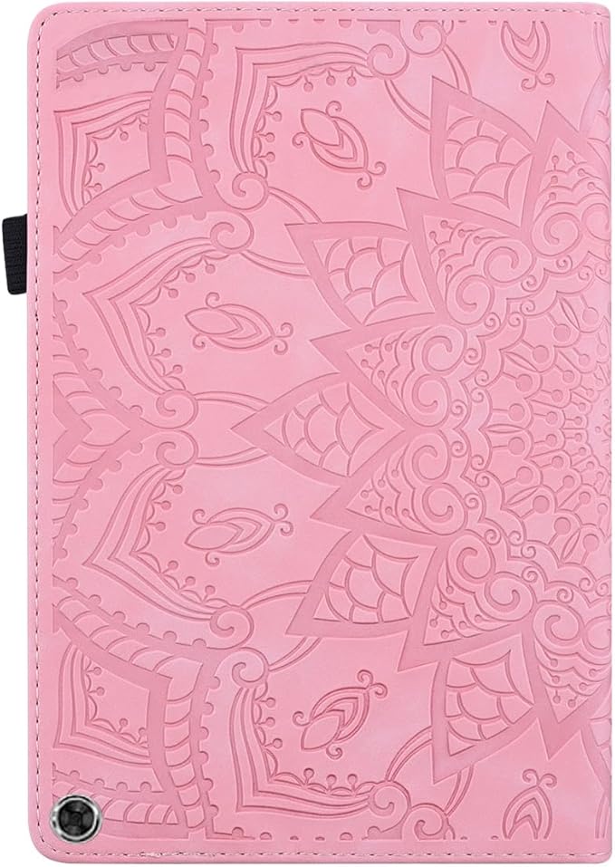 Case for Amazon Fire Max 11 (2023) Techcircle Stylish Mandala Embossed PU Leather Folio Stand Soft TPU Back Cover Slim Lightweight Elastic Band Protective Case with Pen Holder &amp Card Slots Pink