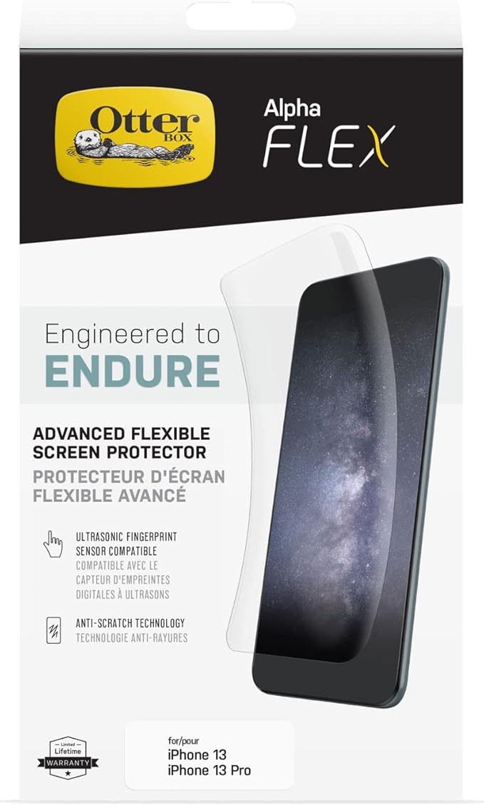 OtterBox ALPHA FLEX with BLUE LIGHT Screen Protector for iPhone 13 AND iPhone 13 Pro - CLEAR (GEN 2)