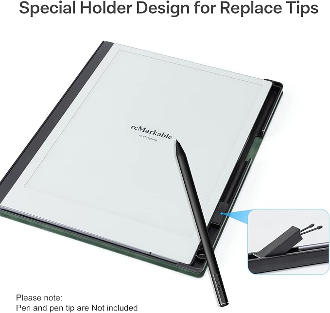 CoBak Case for Remarkable 2 Paper Tablet Two Viewing Angles - Lightweight and Hard Back Shell Protective Book Folio Cover with Built-in Pen Holder - for 10.3 2020 Released (with Stand Emerald)