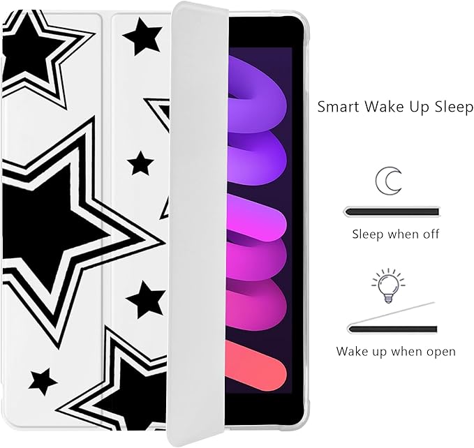 Cute Kawaii Y2K Star for iPad 7th/8th/9th Generation Case with Pencil Holder Auto Sleep/Wake Leather Soft TPU Back Cover for iPad 10.2 Inch 2019/2020/2021