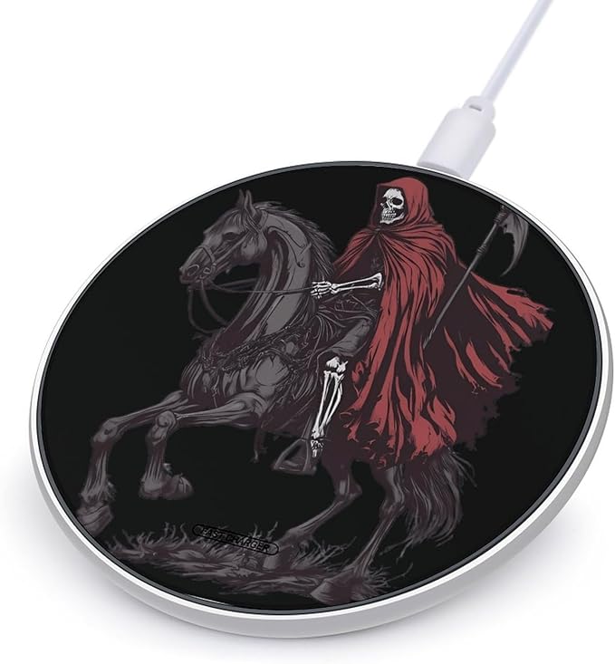 Grim Reaper Skeleton Riding Horse Phone Charger Magnetic Charging Pad Anti-Slip with USB Cable