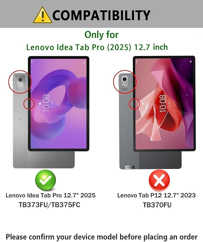 Keyboard Case for 2025 Lenovo Idea Tab Pro 12.7 inch - Stand Folio Detachable Keyboard Cover with Mouse (TB-373FU/TB-375FC) - Pink