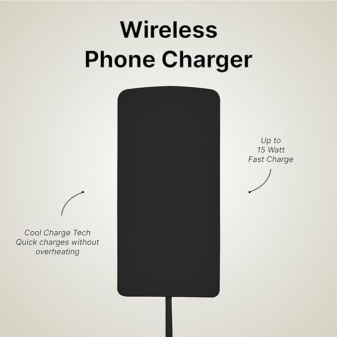 IJS Ultra Slim Wireless Charger Up to 15W Max Fast Charging Pad Compatible for Apple Samsung Devices Smart Phone Charger - Adapter Not Included