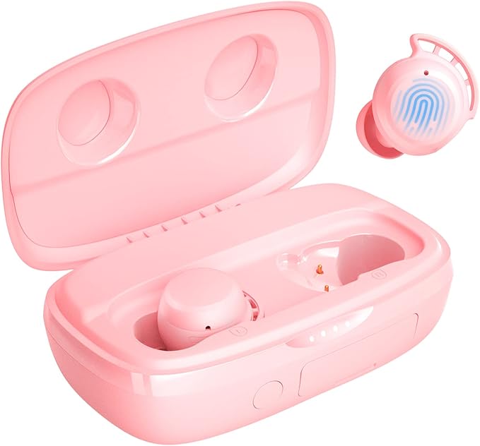 Tribit Wireless Earbuds True Wireless Earbuds HiFi Stereo 36H Playtime Wireless Headphones with Microphone IPX8 Waterproof Wireless Earphones for Sport (Pink)