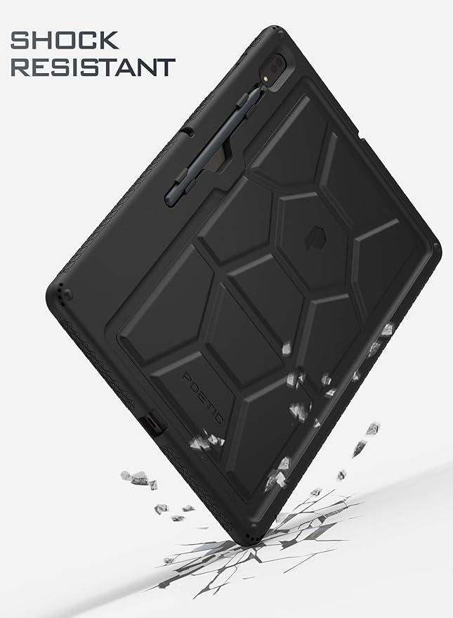 Poetic TurtleSkin Case Designed for Samsung Galaxy Tab S8 Ultra 14.6 Inch 2022 Heavy Duty Shockproof Rugged Kids Friendly Drop Protection Silicone Cover Black