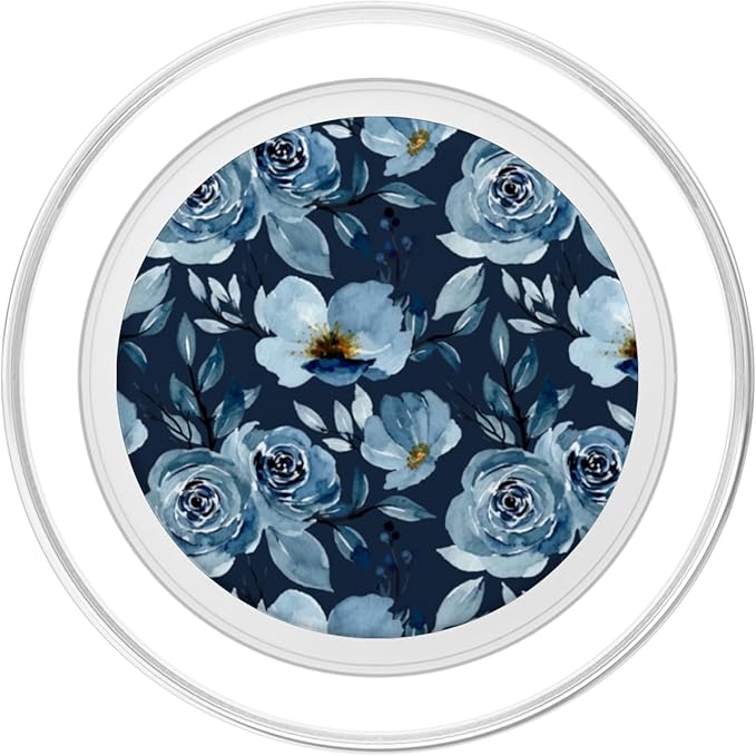 Blue Watercolor Flower Pattern PopSockets PopGrip for MagSafe
