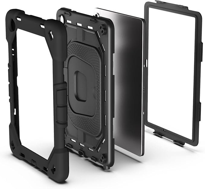 Case for Samsung Galaxy Tab A11+ 11 Inch 2025 (X230/X236B) Heavy Duty Shockproof Rugged Stand Hand Strap Protective Tablet Case for Tab A11 Plus Black+Black