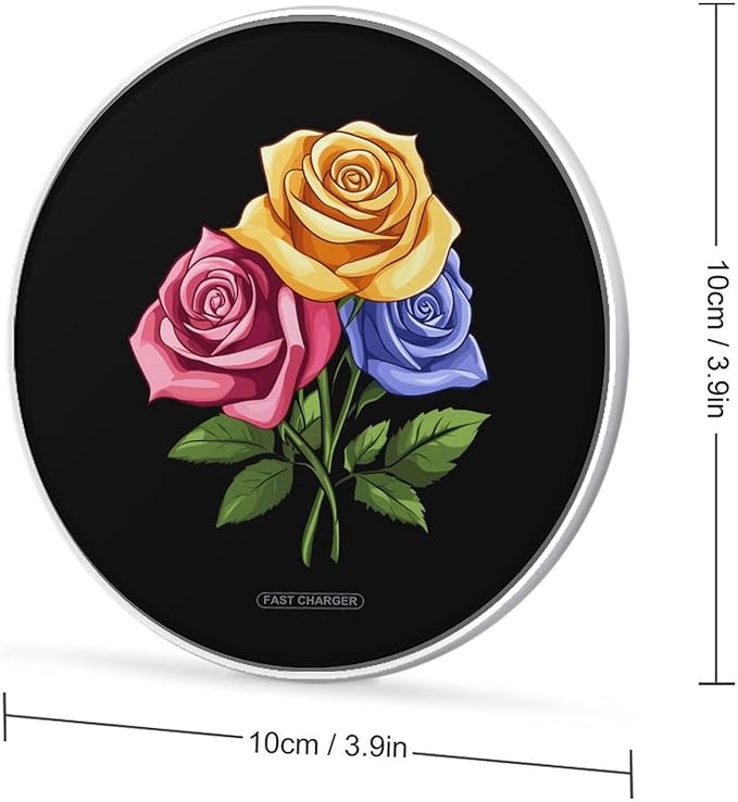 Roses Flower Floral Wireless Charger Anti-Slip Wireless Charging Pad Slim Charger Mat for Men Women