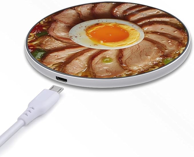 Beef Ramen Noodle Wireless Charger Anti-Slip Wireless Charging Pad Slim Charger Mat for Men Women