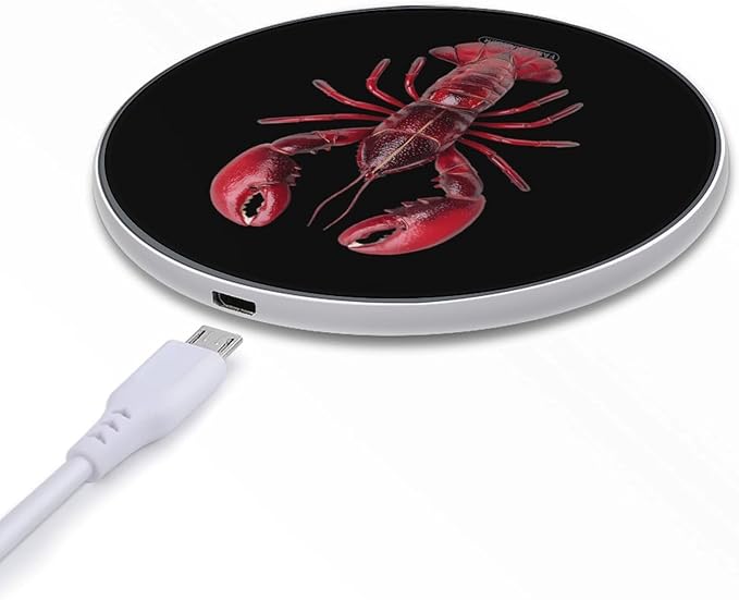 Red Lobsters Fast Portable Charger 10W Funny Graphic Phone Charging Pad with USB Cable