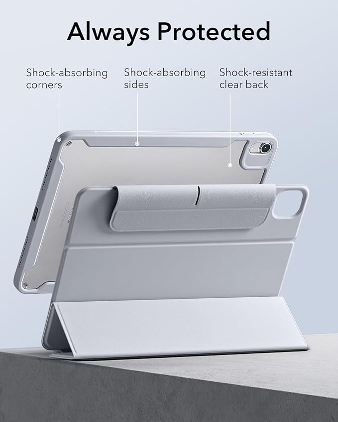 ESR for iPad Air 11 Inch Case M4/M3/M2 (2026/2025/2024) iPad Air 5th/4th Gen Case (2022/2020) 10.9 Inch with Pencil Holder Removable Magnetic Cover Vertical Stand Rebound 360 Series Grey