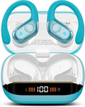 Wireless Earbuds Bluetooth 5.4 Headphones 75H Stereo Deep Bass Sports Over Ear Buds with Earhooks LED Display Bluetooth Earbuds with 4 ENC Mic IP7 Waterproof Earphone for Running Blue
