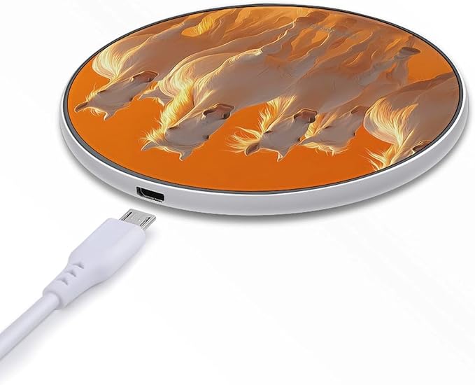 Running Horse Sunset Dust Phone Charger Magnetic Charging Pad Anti-Slip with USB Cable