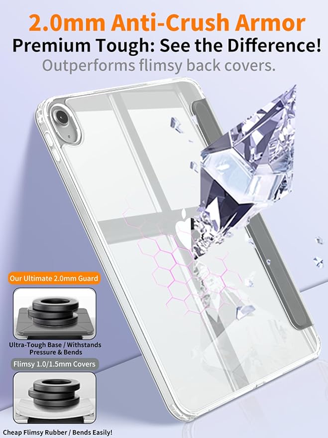 for iPad (A16) 11th/10th Generation Case (2025/2022) - Magnetic Detachable Portrait/Landscape Stand Cover with Hard Shell Back5 Standing AnglesAuto Wake/Sleep Slim &amp LightDark Gray