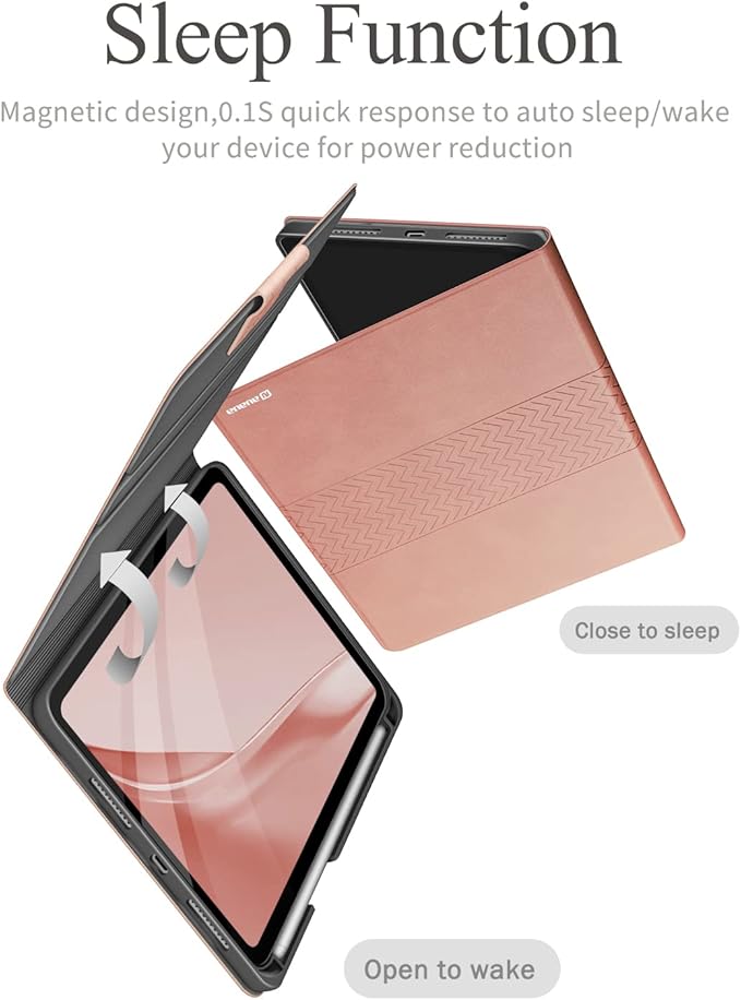 auaua Case for iPad mini 7 (A17 Pro 2024) / iPad mini 6 Case (2021) 8.3 inch with Pencil Holder Multiple Viewing Angles Magnetic Closure Auto Sleep/Wake (Pink)