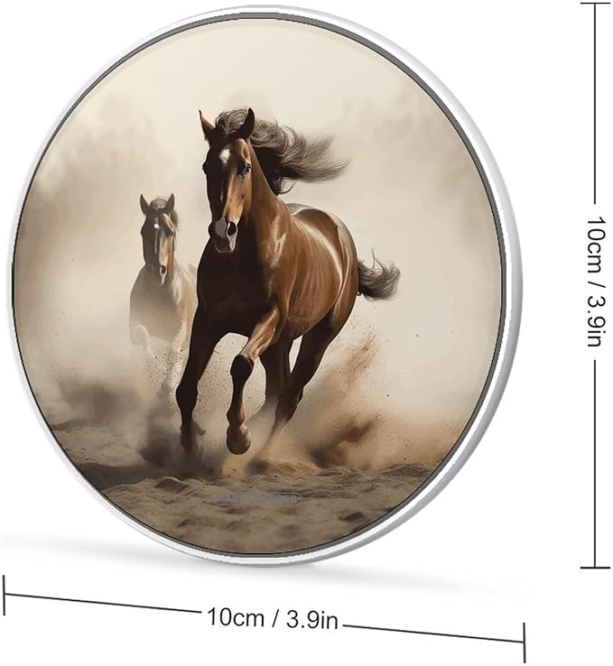 Animals Horse Running Wireless Charger Fast Wireless Charging Pad with USB Cable 10W Anti-Slip Magnetic Wireless Charger Portable Slim Charger Puck Travel Charging Station