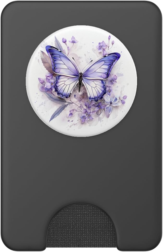 Purple Butterflies with Flowers Floral Butterfly PopSockets PopWallet for MagSafe