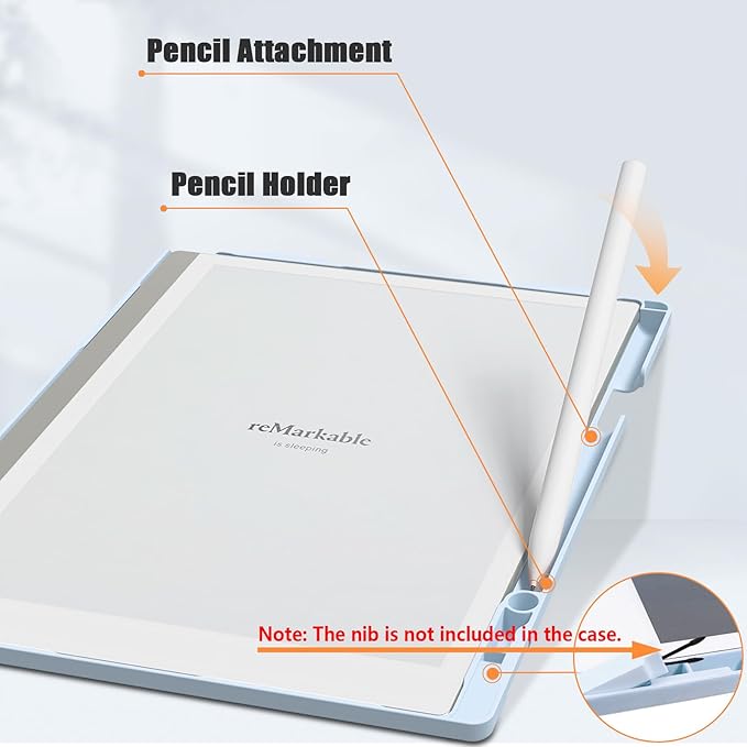E NET-CASE Case for Remarkable 2 Tablet 10.3 inch (2020 Released) - New Business Design Upgraded Leather Cover for Remarkable 2 Digital Paper with Stand &amp Pen Holder (Sky Blue)