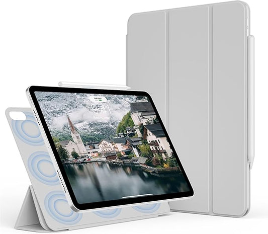 Magnetic Case for iPad Air 11-Inch M4/M3/M2 (2026/2025/2024) iPad Air 5th/4th (2022/2020) 10.9-Inch Powerful Magnetic Attraction Slim Lightweight Trifold Cover Auto Wake/Sleep Gray