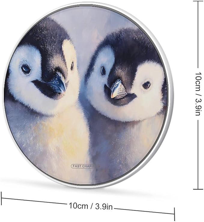 Fluffy Penguins Fast Portable Charger 10W Funny Graphic Phone Charging Pad with USB Cable