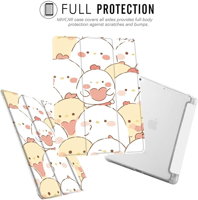 MAYCARI Original Case for iPad Pro 11 Inch 2022/2021/2020 with Pencil Holder Cartoon Chicks iPad Pro 11 Inch 4th/3rd/2nd Generation Soft TPU Back Protective Cover Shell Auto Sleep/Wake Slim Shell